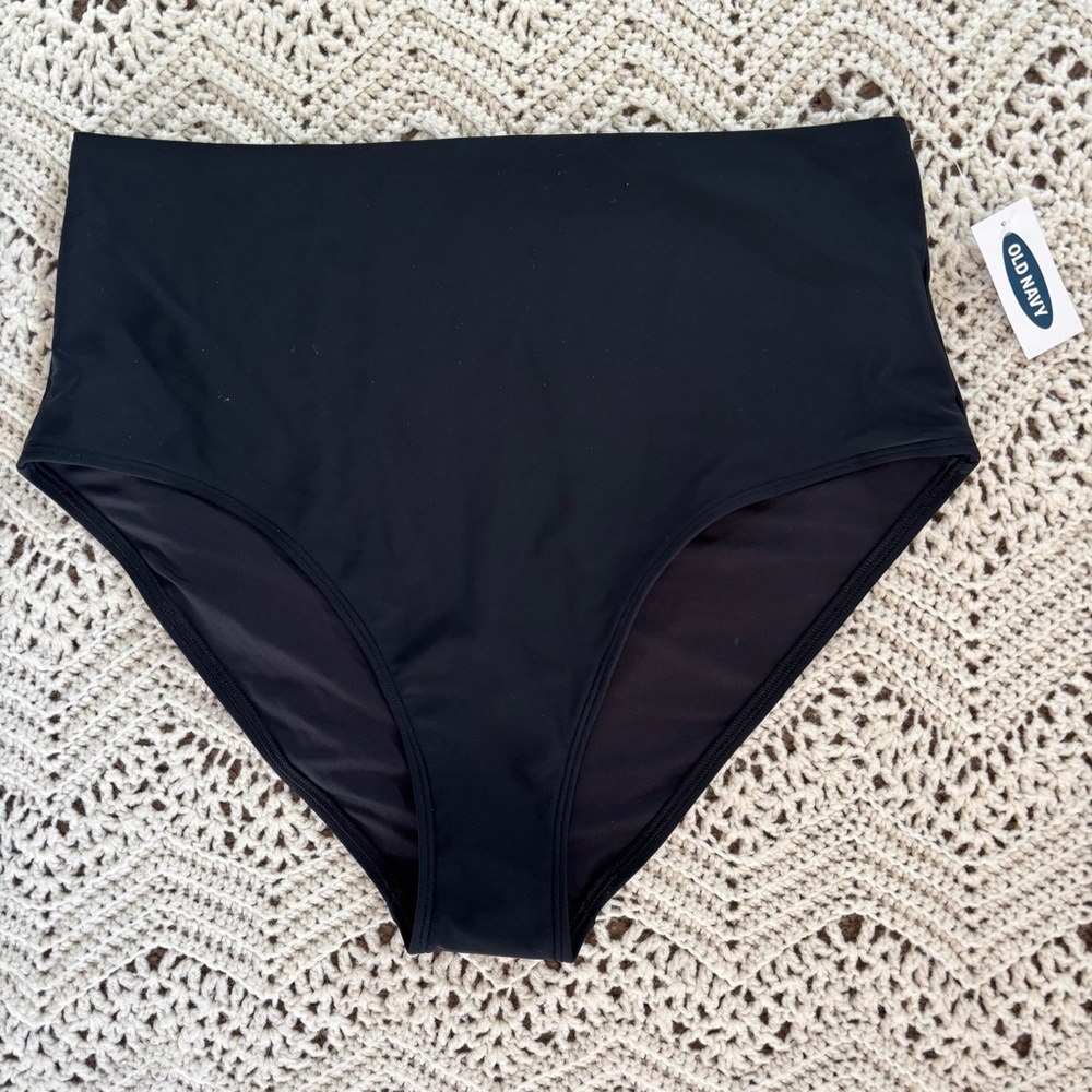 Old Navy Bikini Bottom Solid Black Women's Size L NWT
